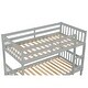 preview thumbnail 15 of 17, Twin Over Twin Rubber Wood Bunk Bed with Trundle, Convertible into 2 Twin Size Beds-Grey
