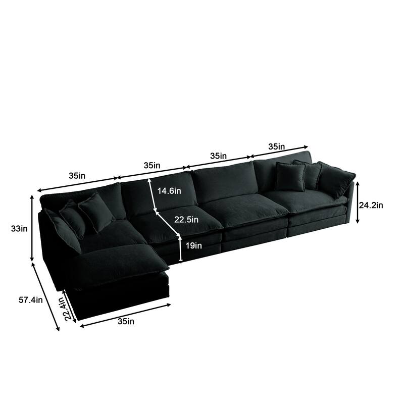 Cloud Chenille Upholstered Modular Sectional Sofa with DIY Combination Design