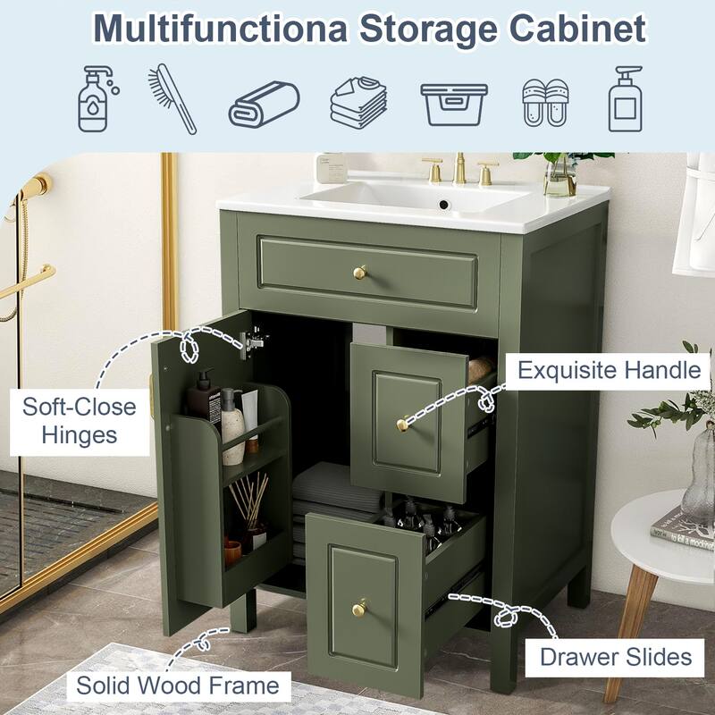 24-Inch Bathroom Vanity with Ceramic Sink
