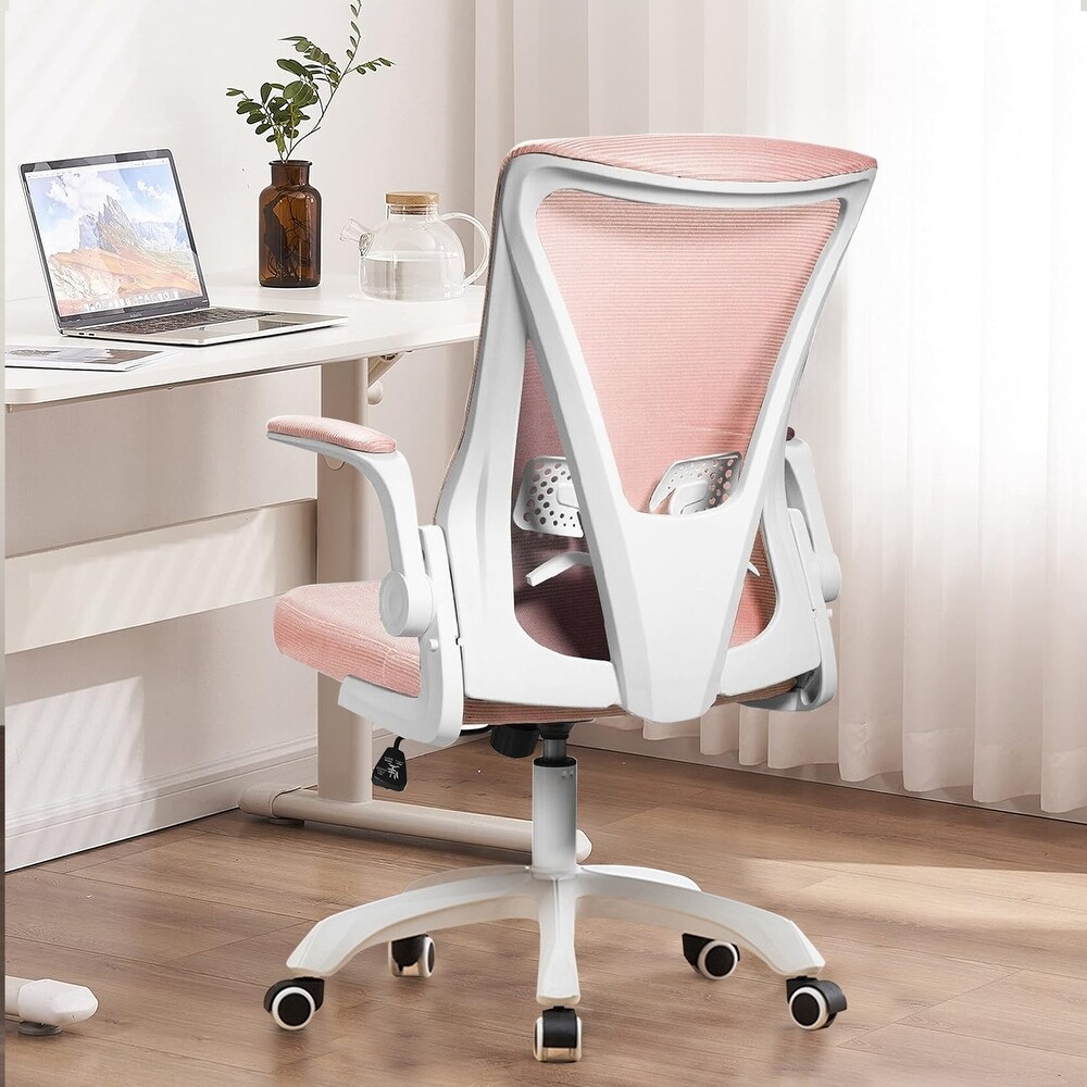 Sweetcrispy Office Chair, Desk Chair, Ergonomic Home Office Desk Chairs,  Computer Chair with Flip up Armrests, Mesh Desk Chairs with Wheels,  Mid-Back Task Chair with Ergonomic Lumbar Support (Grey)