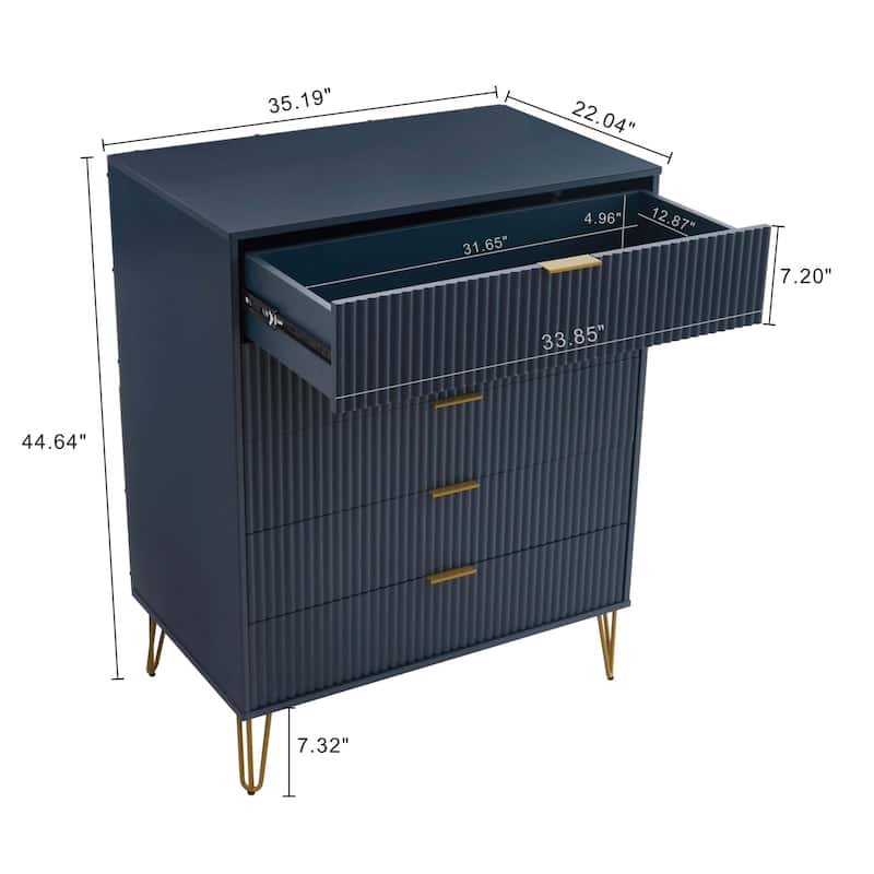 Manhattan Comfort 3-Piece Dumbo Modern 5-Drawer Tall Dresser Nightstand Combo Set
