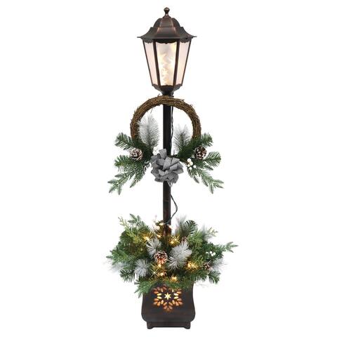 Puleo International 4 ft. Pre Lit Christmas Lamp Post with 35 Multi UL listed lights