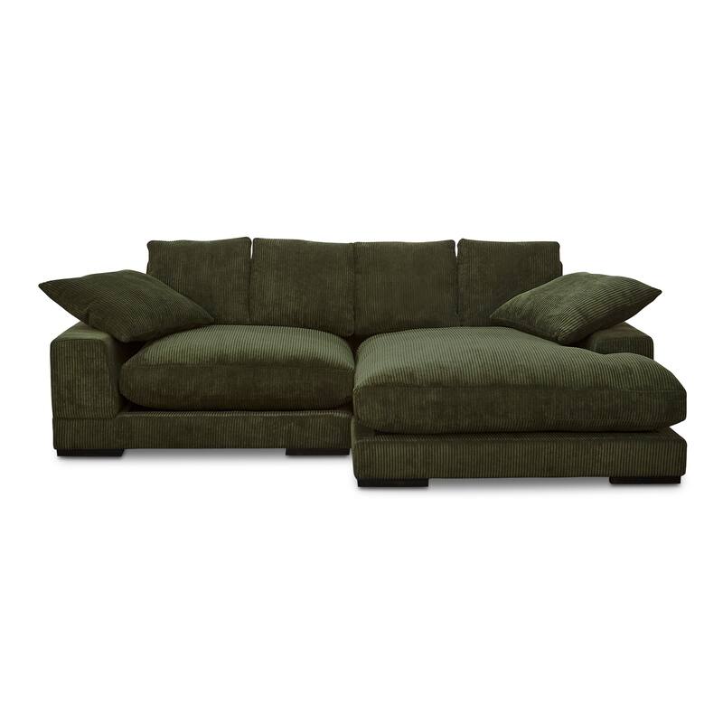 NADAAL STUDIOS Keira Sectional - Elegant Cappuccino Corduroy - Contemporary & Timeless Design - Dark Green