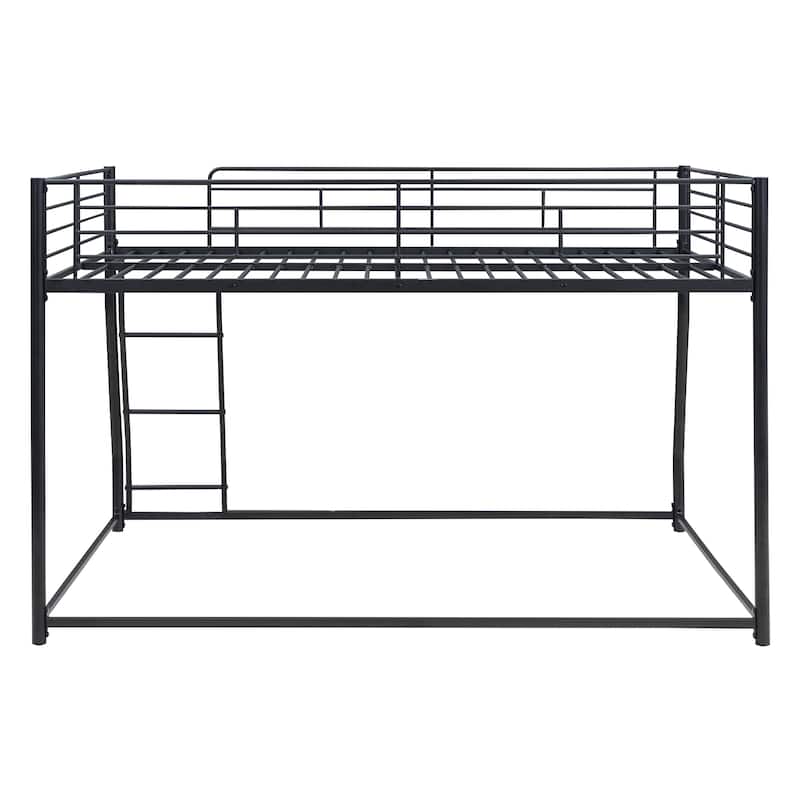 Full XL Over Queen Steel Bunk Bed with Ladder and Guardrail