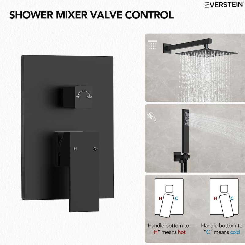10" Rain Shower Head High Pressure Wall Mount Shower System, Bathroom Shower Faucet Set with Handheld Spray