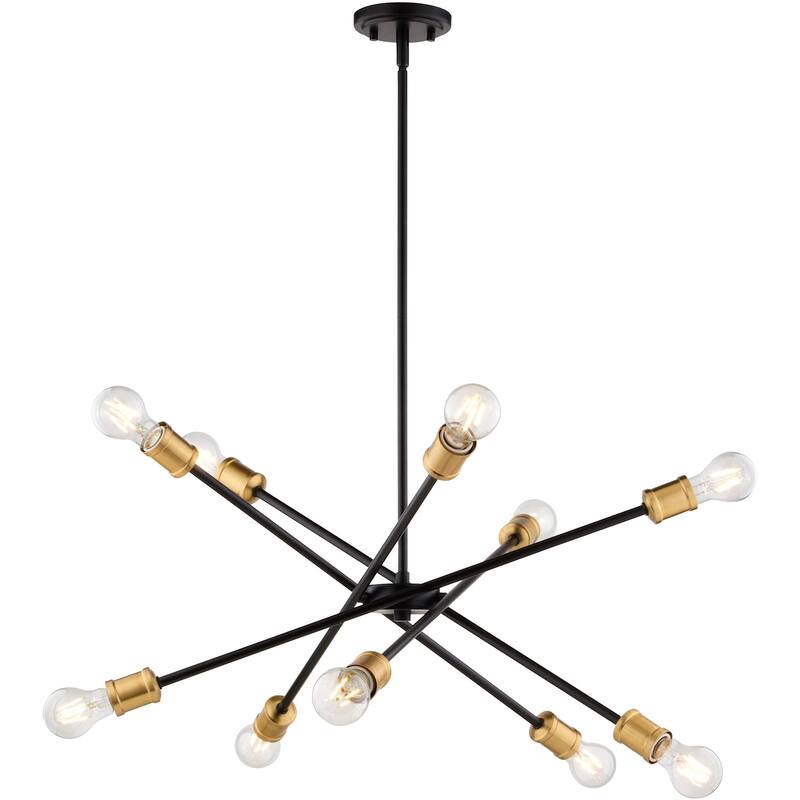 Vaxcel Lighting H0301 10 Light 35" Wide Sputnik Chandelier - Antique Gold and Matte Black
