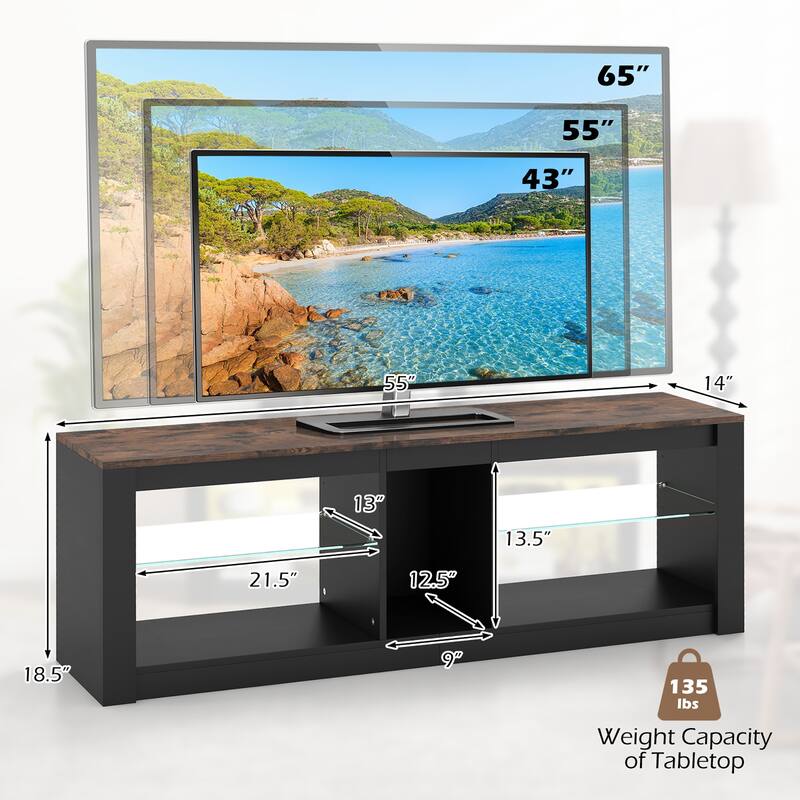 Gymax TV Stand w/ LED Light for TVs up to 65 inch w/ Adjustable