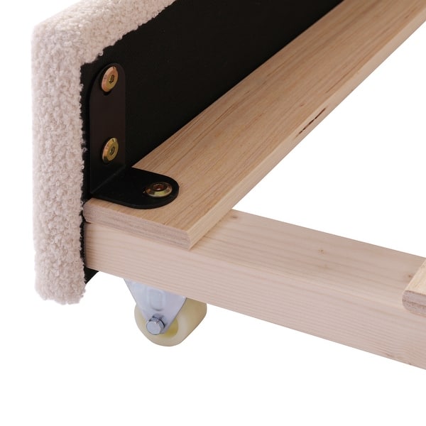 Acosure Teddy Fleece Upholstered Daybed With Trundle & LED Lights - Twin XL, No Box Spring Needed, Beige