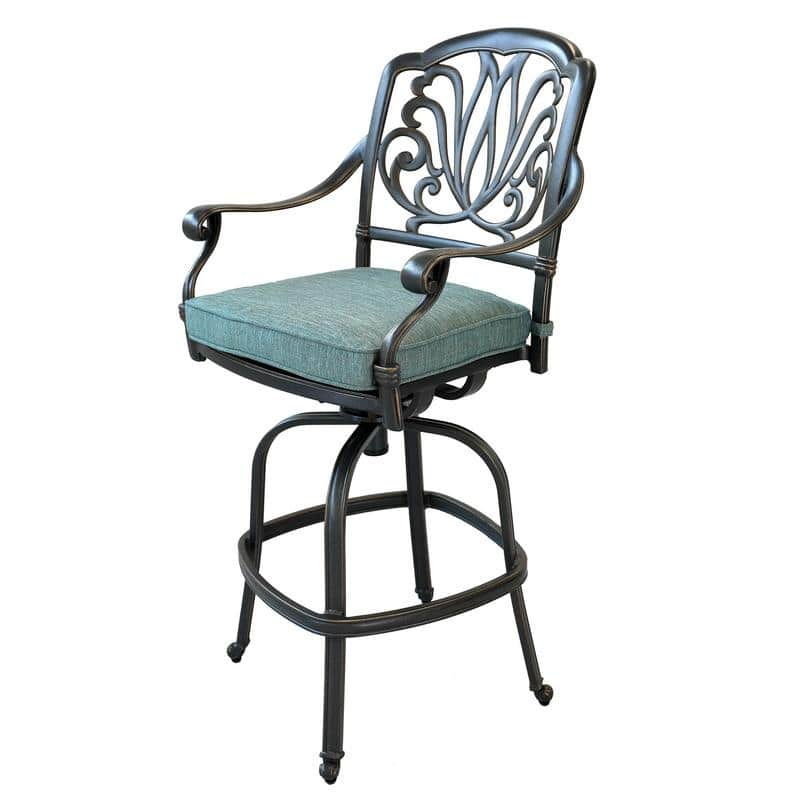 Saybrook Aluminum Swivel Bar Stool with Cushion (Set of 2)