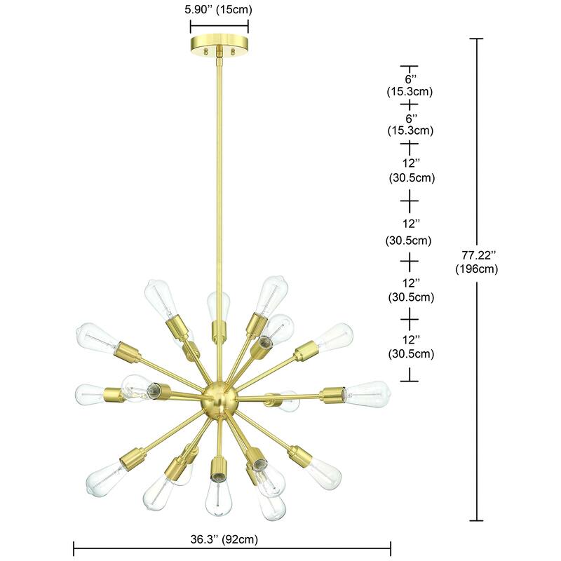 18-light pendant with soft gold finish