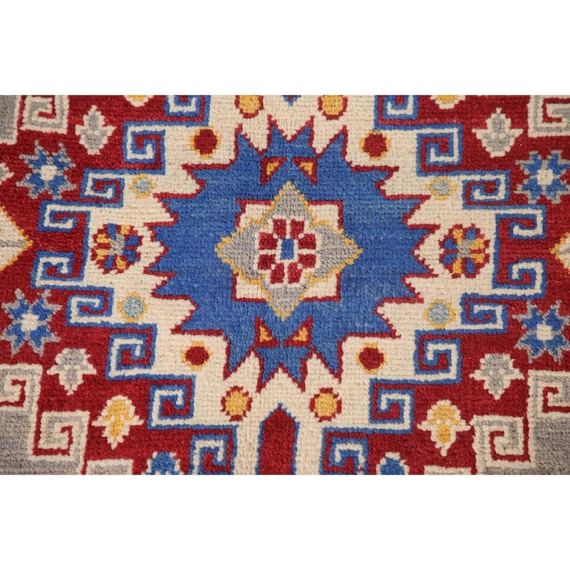 Gray Kazak Living Room Area Rug Hand-Knotted Wool Carpet - 6'9" x 10'2"