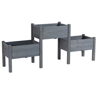 Modern Minimalist Garden Bed with 3 Planter Box Drainage Holes, for Vegetables Herb and Flowers, Gray - 8' x 10'