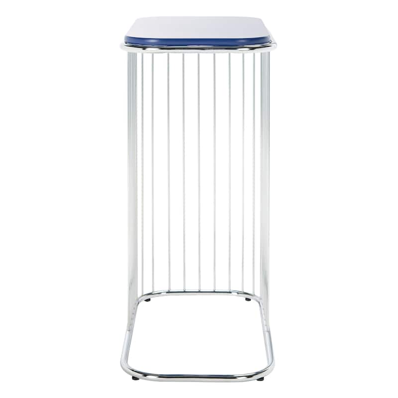 SAFAVIEH Edmonia Side Table - 17.7" W x 10" L x 22.8" H - 18Wx10Dx23H - Blue/Chrome