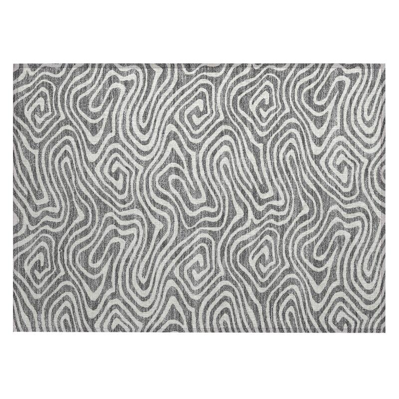 Machine Washable Indoor/ Outdoor Abstract Modern Chantille Rug