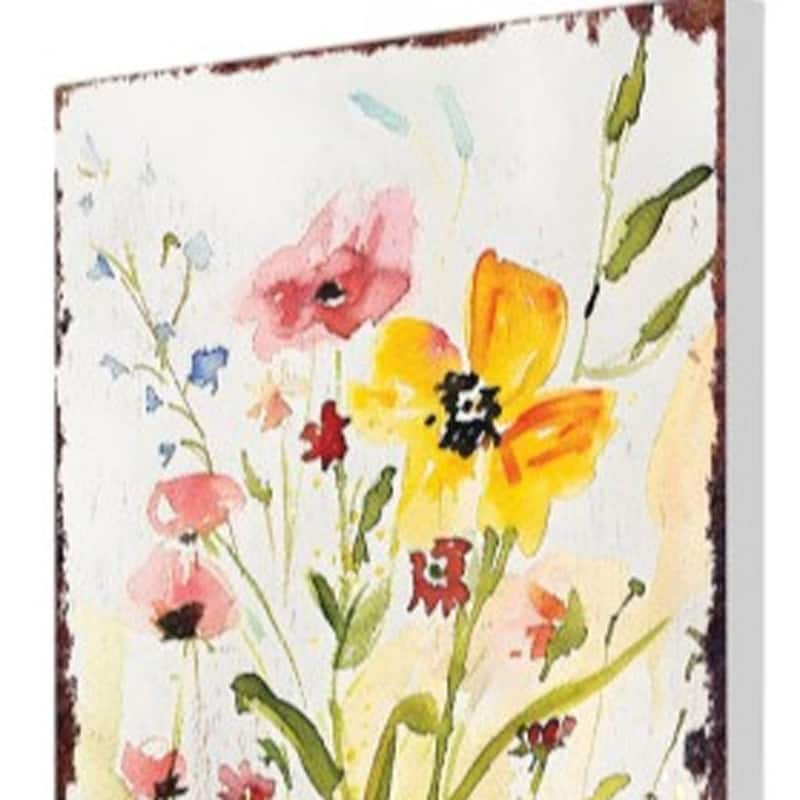 HomeRoots 30" Green Pink White And Yellow Solid Wood Floral Bouquet Garden Stake