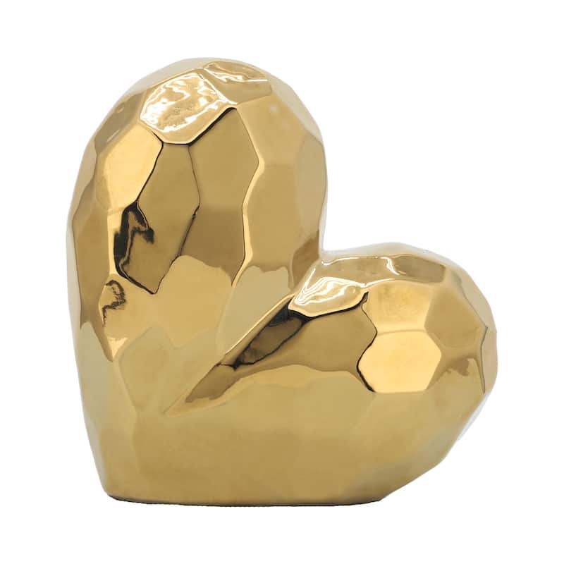 Modern Stone Ceramic Geometric Heart Sculpture