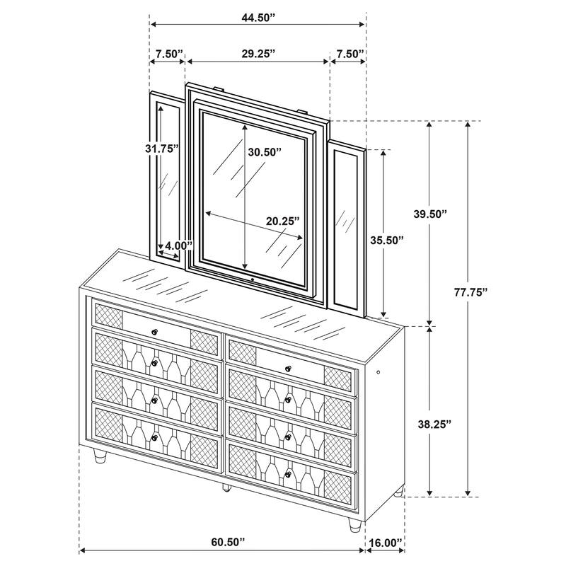 Lorient 8-drawer LED Bedroom Dresser Cabinet Ivory and Camel