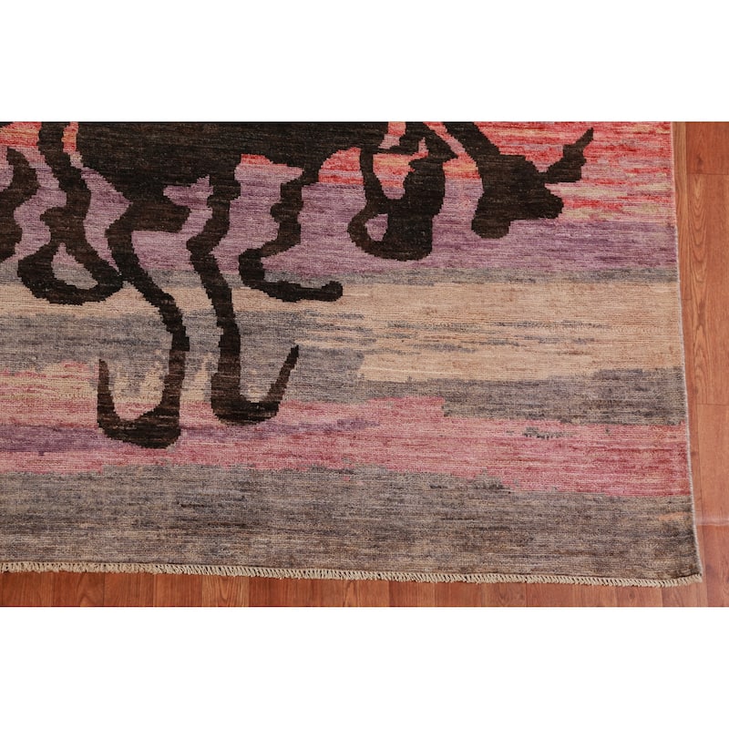 Hand Knotted Oriental 100% Wool Carpet Traditional Animal Pictorial Multi-Colored Art Deco Area Rug - 9' 11'' X 10' 1''