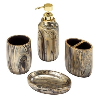 Nicole Miller Harper 4-Piece Bath Accessory Set - Bath Acc 4pc Set - TM, TB, SD, LP