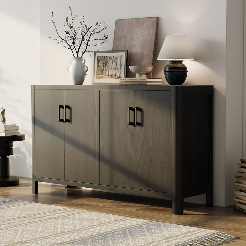Roomfitters Farmhouse 4-Door Storage Cabinet, Rustic Accent Sideboard for Entryway, Living Room or Dining