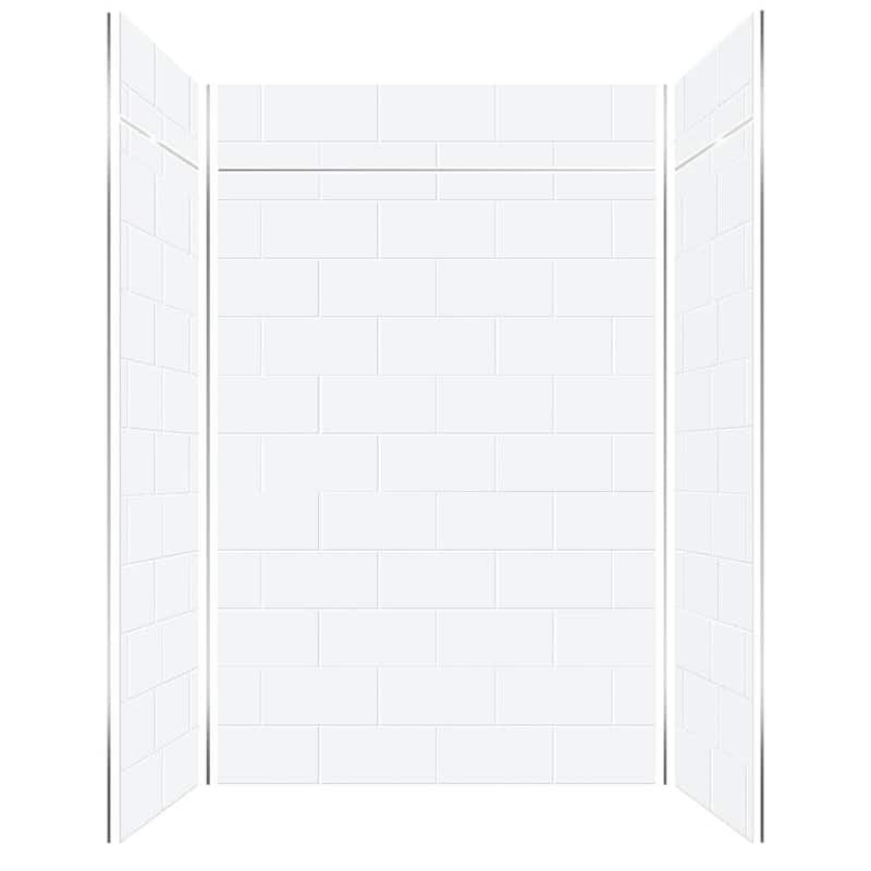 Transolid PWKX60368412 Prodigy 96" H x 60" W x 36" D Three Panel - White Horizontal Tile