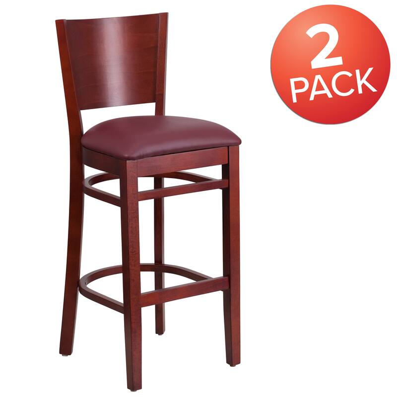 2 Pk. Lacey Series Solid Back Wooden Restaurant Barstool - 16.75"W x 18"D x 43.5"H - 16.75"W x 18"D x 43.5"H