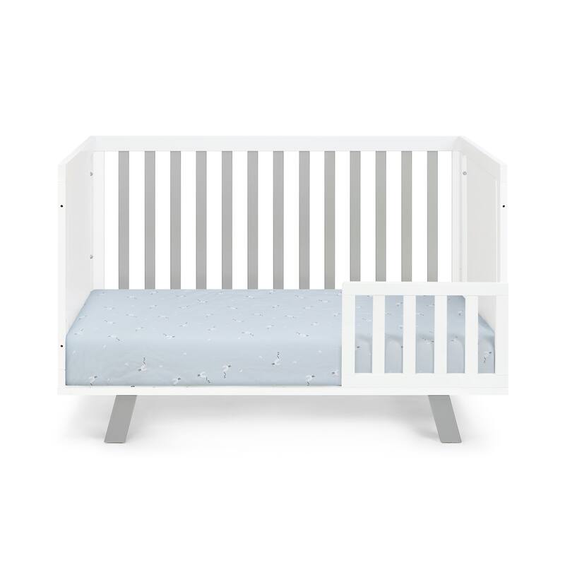 HomeRoots Gray and White Solid and Manufactured Wood Standard Three In One Convertible Crib - 54