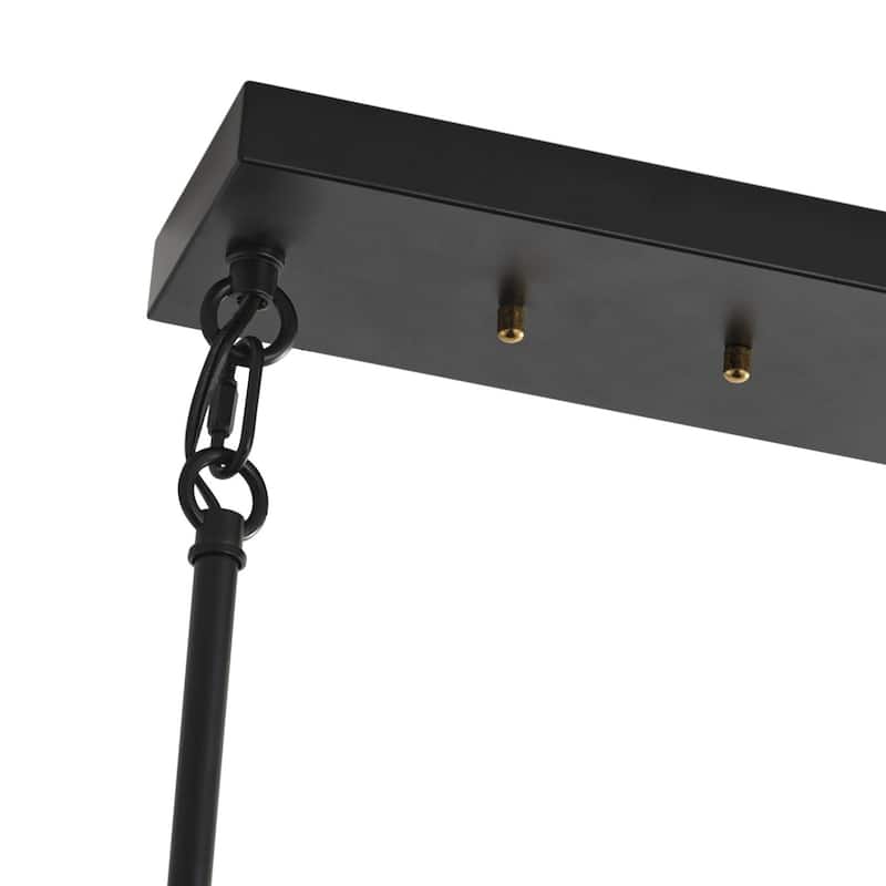 8-Lights Black Finish Dimmable Glass Farmhouse Kitchen Island Lights - 34.6"D×11.8"W×81.8"H (Adjustable)