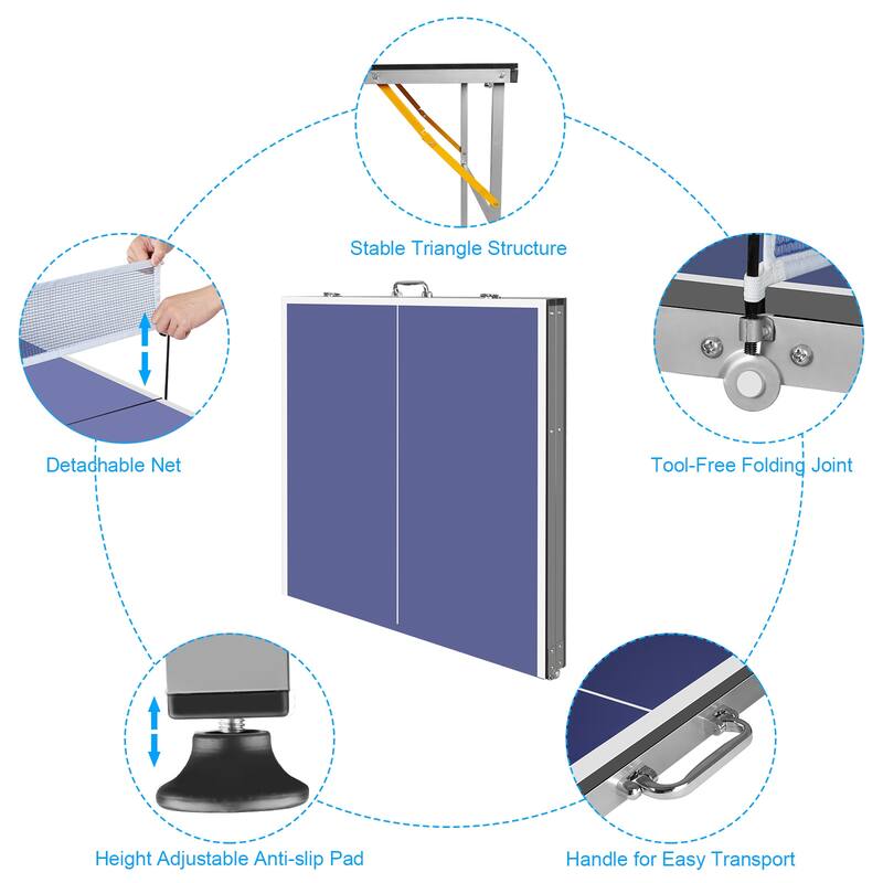 Portable, Foldable Table Tennis Kit for Indoor & Outdoor Use by MDF