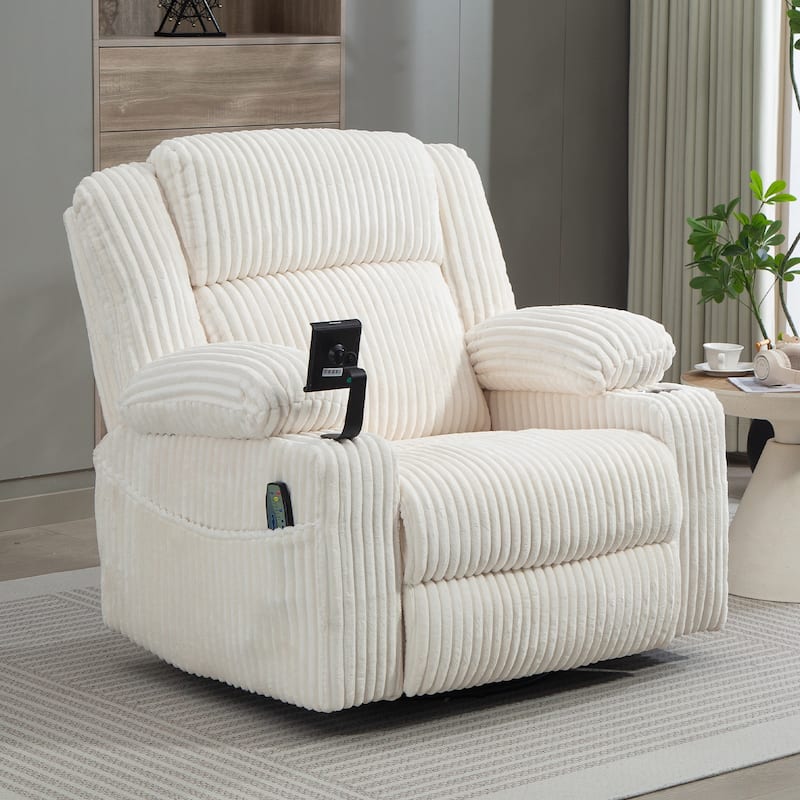 Oversized 270° Swivel Rocker Recliner Chair with Adjustable Headrest & Infinite Position