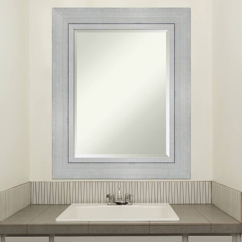 Beveled Wood Bathroom Wall Mirror - Romano Silver Frame