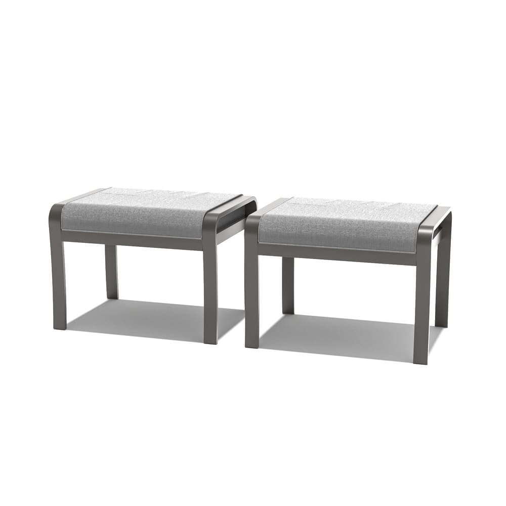 Aluminum Patio Outdoor Sectional Sofa Set with Fire Pit, Swivel Rocking Chairs and Ottomans
