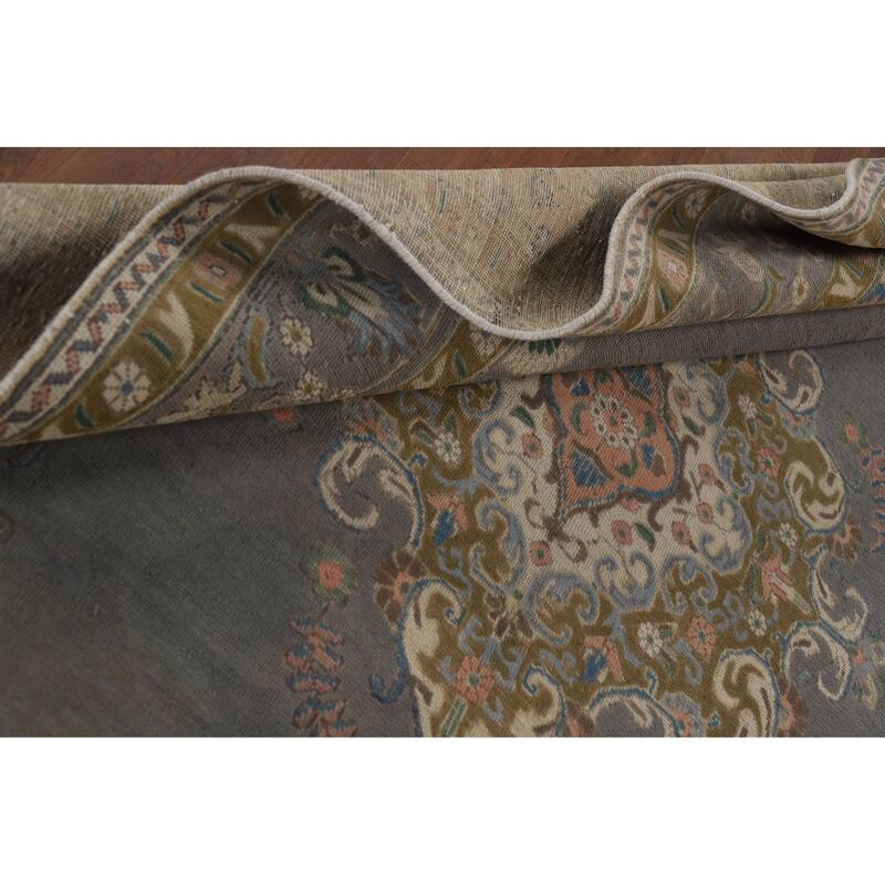 Gray Tabriz Vintage Persian Area Rug Hand-Knotted Wool Carpet - 6'6" x 9'8"