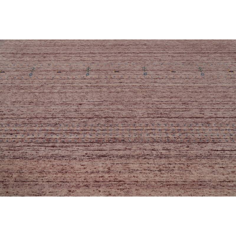 Hand Knotted Oriental 100% Wool Carpet Tribal Animal Pictorial Pink Gabbeh Area Rug - 10' 8'' X 7' 9''