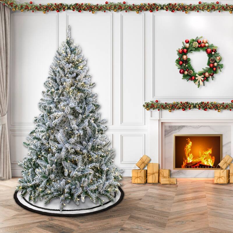 National Tree Company 9 ft. Snowy Hudson Hinged Tree with 1200 Dual Color LED Lights - 9 Foot
