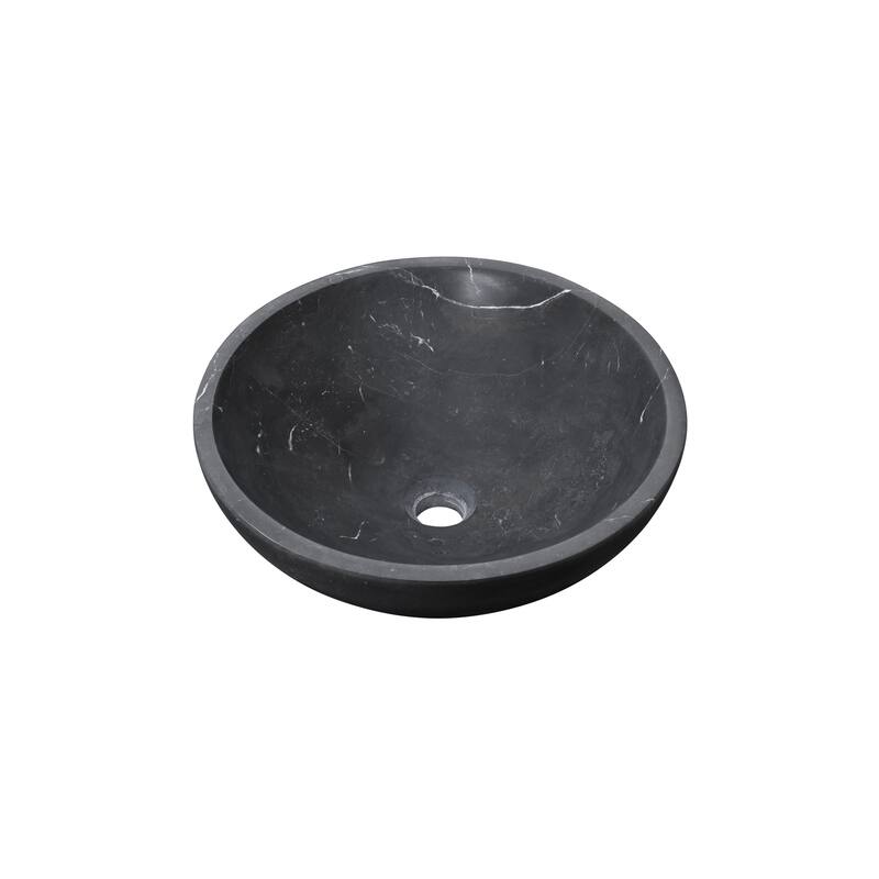 Roomfitters Marble Bathroom Vessel Sink, Natural Stone Countertop Wash Basin, Round Matte Vanity Bowl, Above Counter, Dark Grey