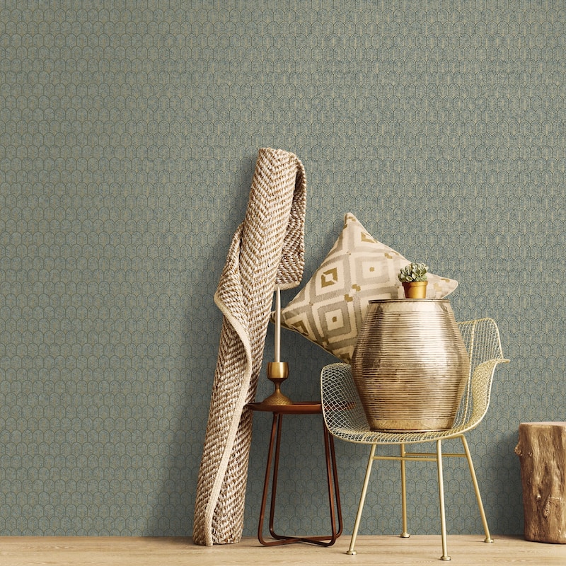 Galerie Wallcoverings Lustre Collection Geometric Arc Non-woven Shimmer Wallpaper Roll