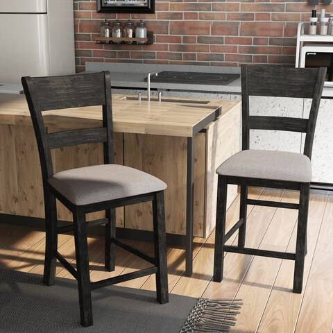 Furniture of America Caza Rustic Black Counter Height Chairs (Set of 2)