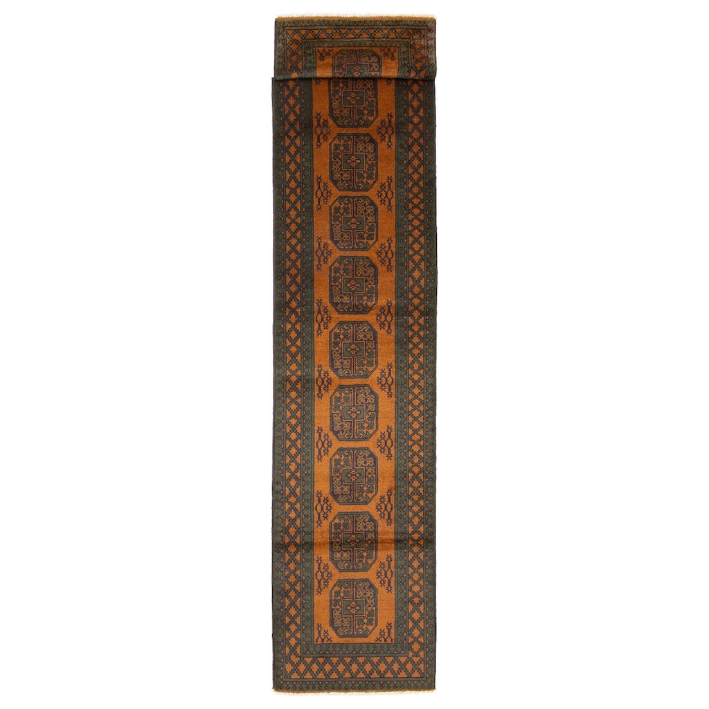 ECARPETGALLERY Hand-knotted Uzbek Kargahi Brown Wool Rug - 2'9 x 15'11