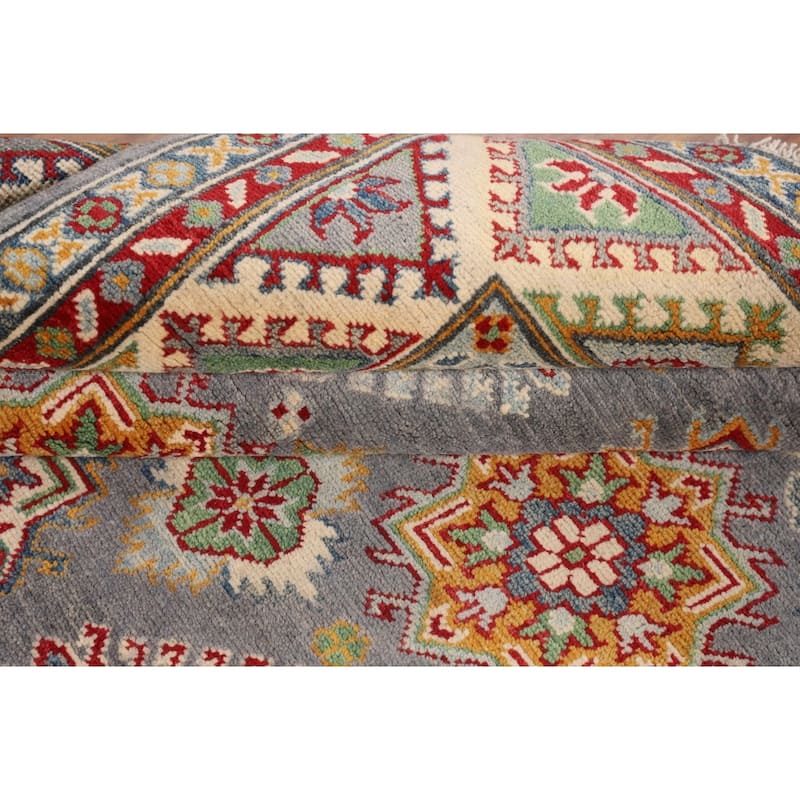 Traditional Grey Kazak Area Rug Handmade Wool Carpet - 5'1" x 6'11"