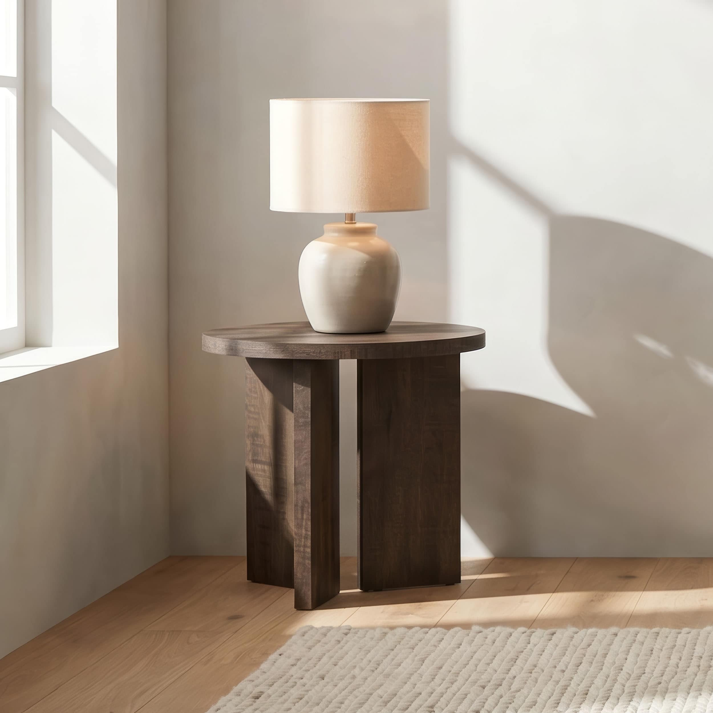 Aragon Round Panel Base End Table