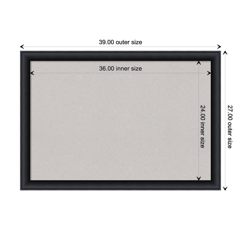 Nero Black Wood Framed Grey Corkboard Bulletin Board - Board Size 36x24