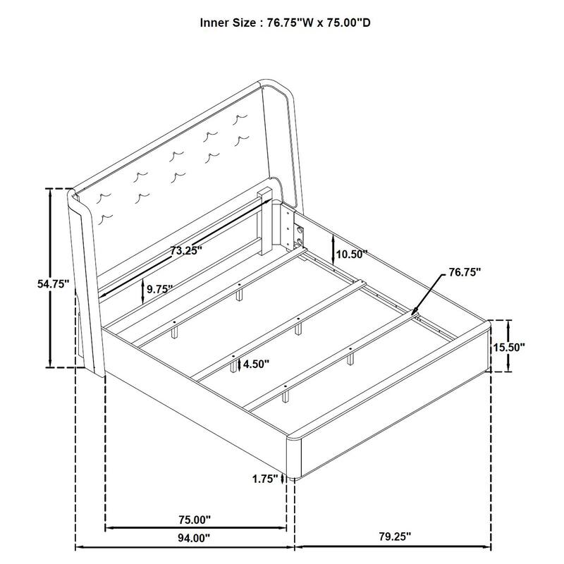 Leandro 55-inch Wingback Bed Burnished Black