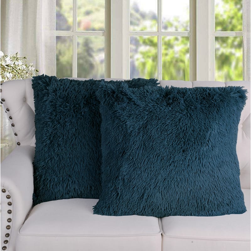 Halsted Shaggy FauxFur Decorative Throw Pillow Cover Set, NO INSERT