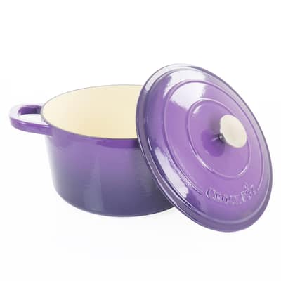 7 Quart Enameled Cast Iron Dutch Oven with Lid in Grape