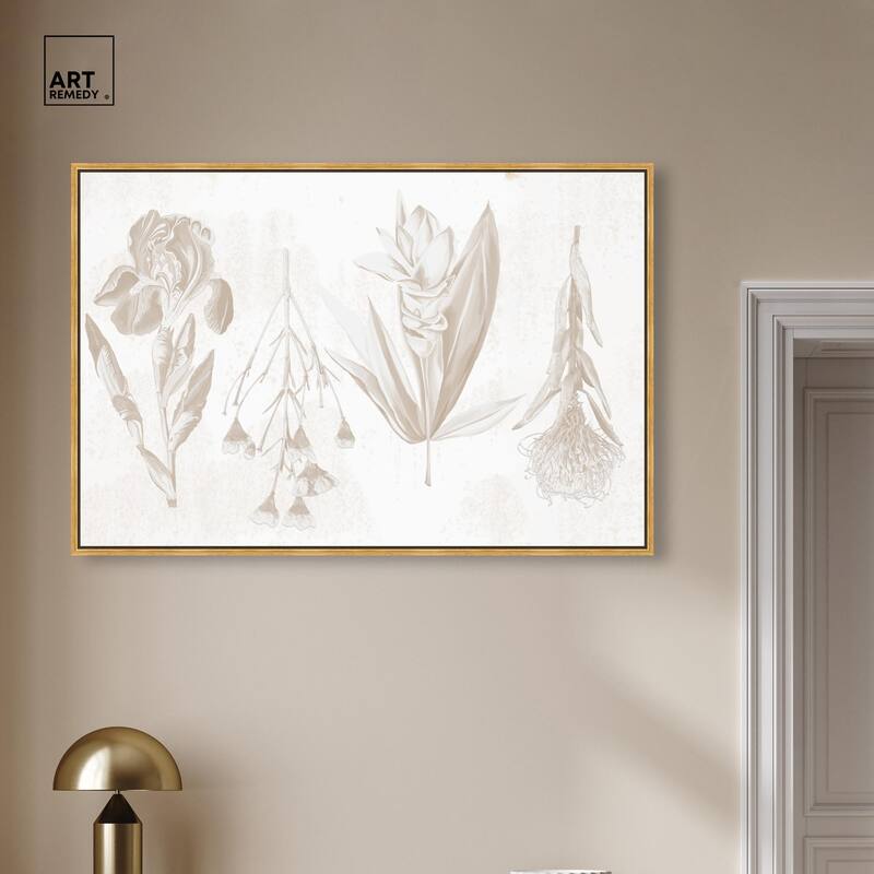 White Pressed Flora Canvas by Art Remedy