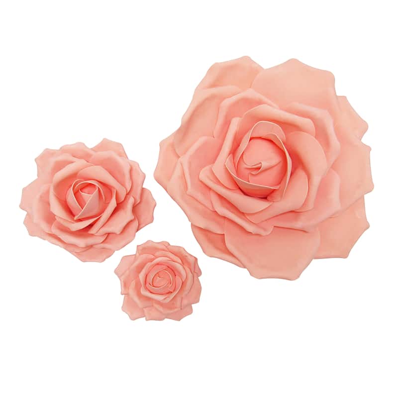 Set of 3 Large Foam Rose Flower Wall Decor Backdrop Art Crafts