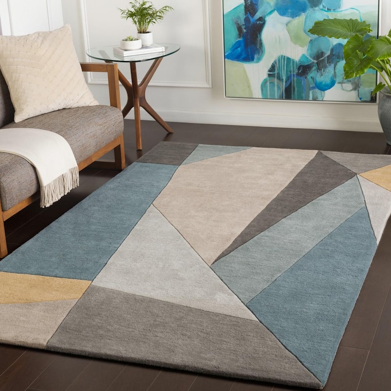 Livabliss Forum Mid-Century Abstract Area Rug - 12' x 15' - Teal
