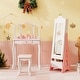 preview thumbnail 3 of 18, Costway Kids Vanity Set Princess Makeup Dressing Table & Chair Set - See Details White