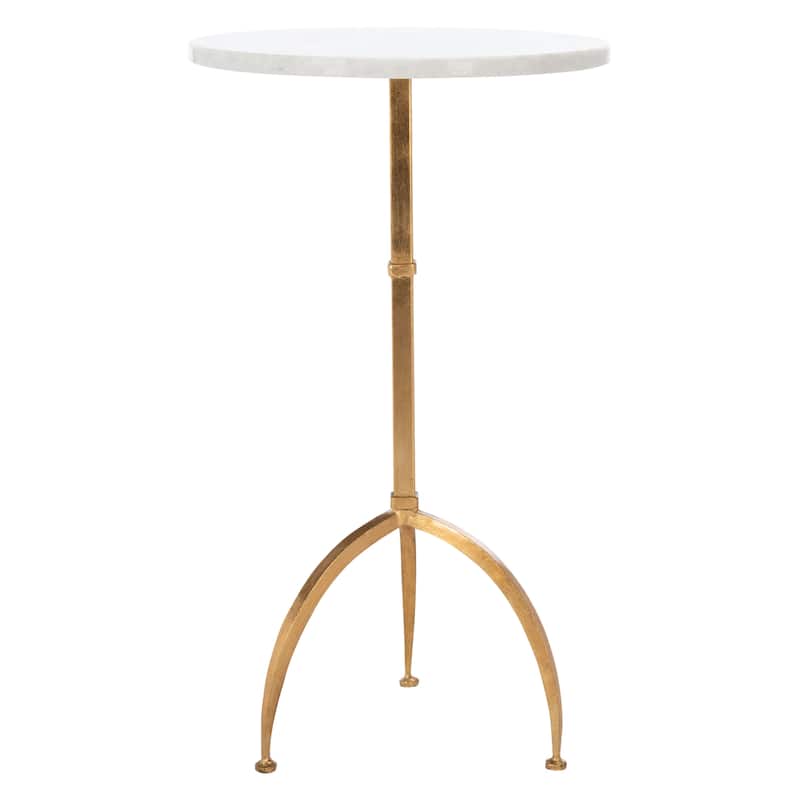 SAFAVIEH Lita Hidden Treasures White Granite Brass Accent Table - 14Wx14Dx25H
